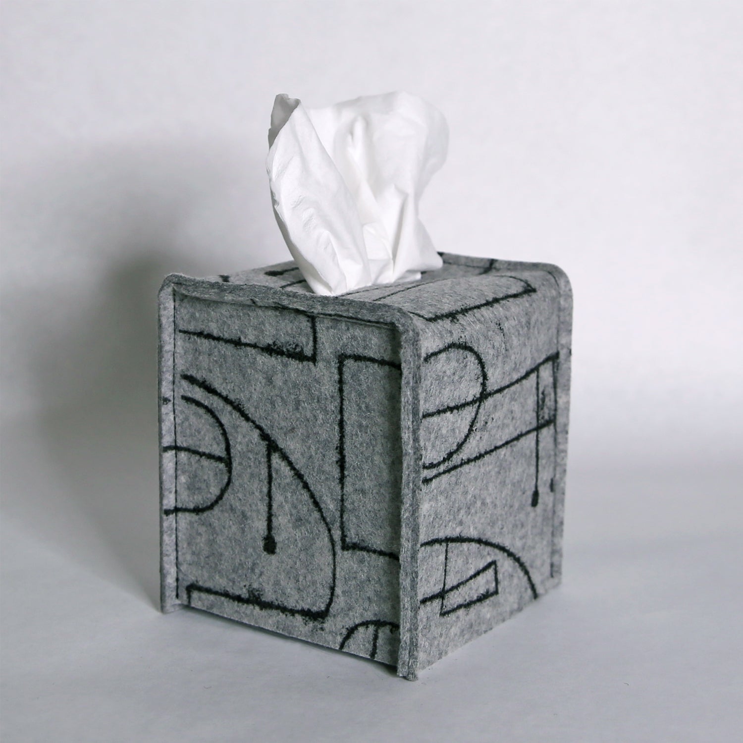 Tissue Box Cover Merino Wool Felt 'Chalkline' Grey