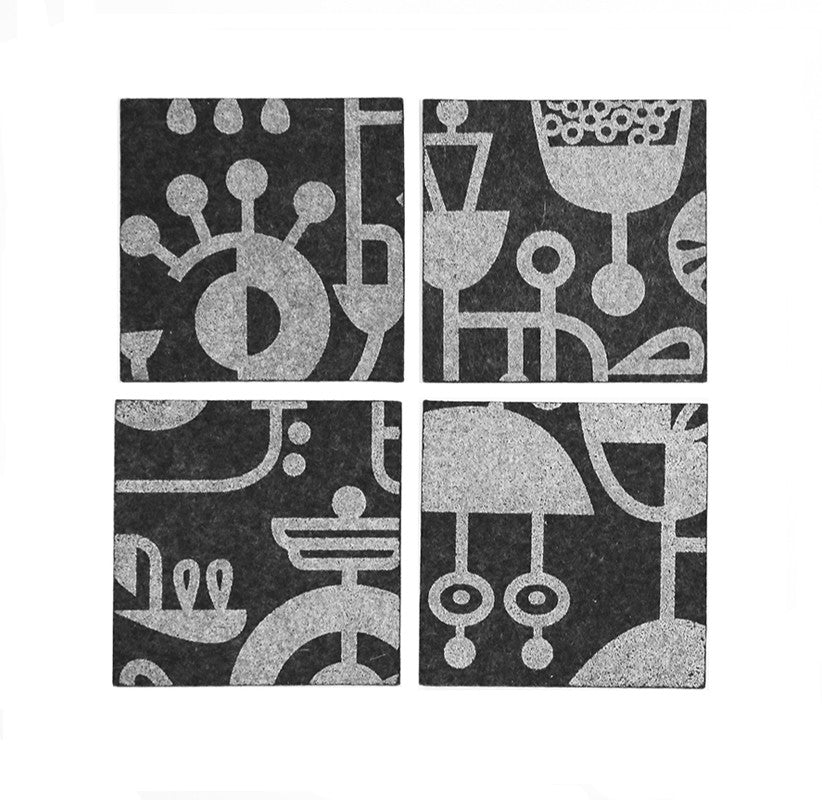 Coasters Merino Wool Felt Living Laboratory Light Grey on  Charcoal