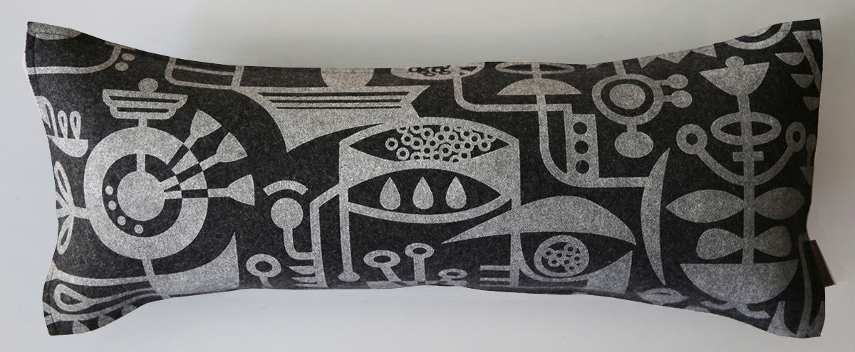 Lumbar Cushion Merino Wool Felt 'Living Laboratory' Charcoal
