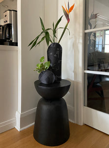 Vase Sleeve Merino Wool  Felt 'Rake' Charcoal Small