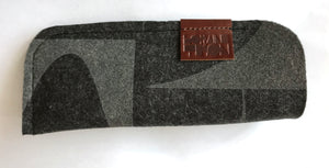 Glasses case felt handmade soft GeoJazz charcoal | Lorraine Tuson