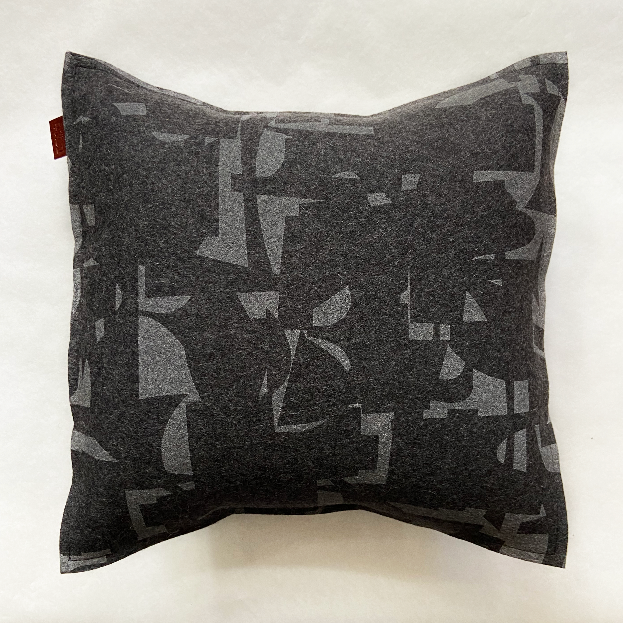 Cushion Merino Wool Felt 'Fragment' Grey on Charcoal
