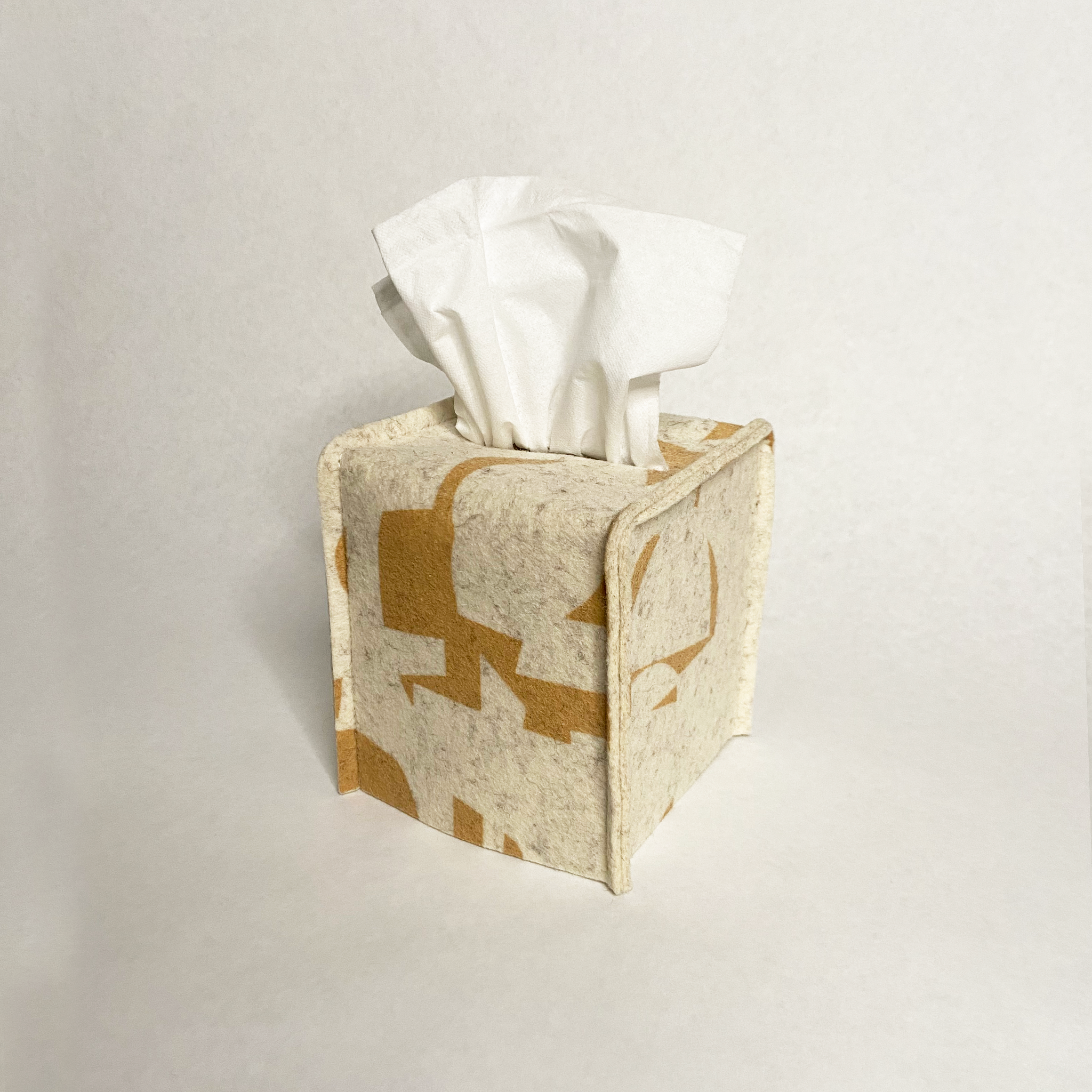 Tissue Box Cover Merino Wool Felt 'Fragment' Bamboo
