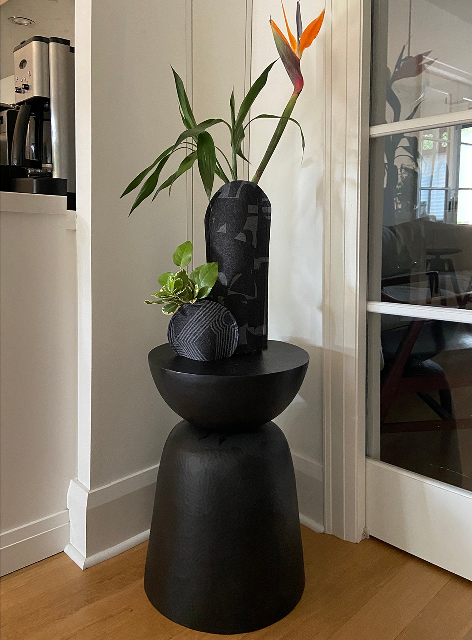 Vase Sleeve Merino Wool Felt 'Fragment' Charcoal Tall